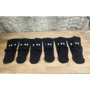 Under Armour Unisex-Adult Training Cotton Crew Socks 6 Pack, Black/White, Small